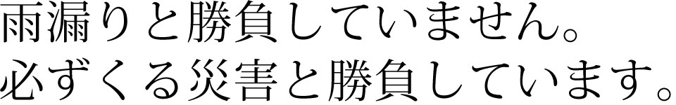 雨漏りと勝負していません。必ずくる災害と勝負しています。