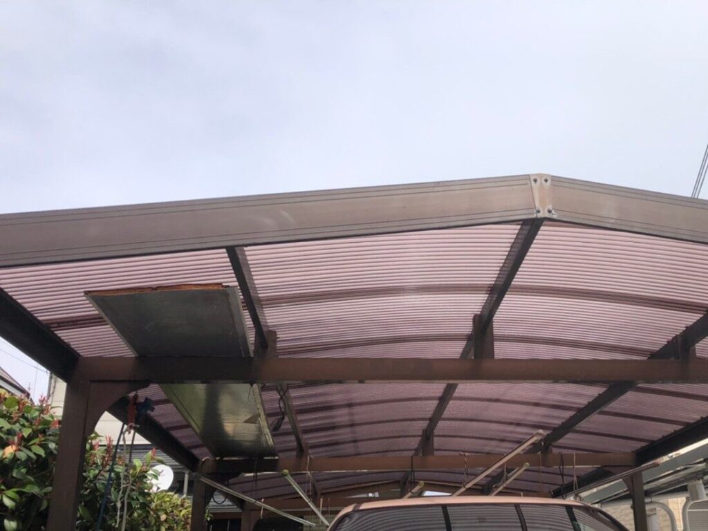 天理市　S様邸　ガレージポリカ張替え工事