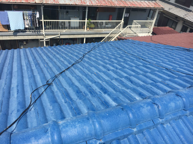 屋根葺き替え工事 色瓦⇒平板瓦